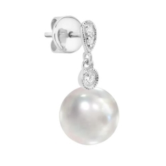 9.5mmOVAL FW, 9KWG EARRINGS 0.11ct