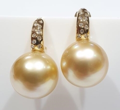 15mmGOLD S/SEA, 18KYG HAMRSET 0.19ct