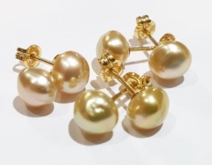 5-6mm GOLD KESHI S/SEA, 18KYG STUDS