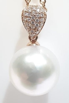 12mm S/SEA, 18KRG, 8x6 PAVE PEAR PD. 0.16ct