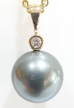 11mm TAHITIAN, 9KYG  PEND.  0.03ct