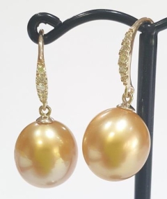 11mm GOLDEN S/SEA, OVAL, 18KYG DIA.SET LEAF