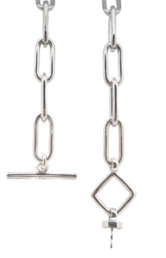 SILVER 50CM N'K, ANKER RECHTECK, T-BAR HEPTAGON X 34 LINKS