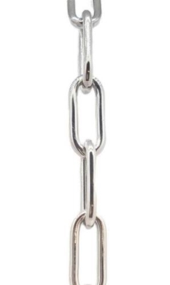 SILVER RAW CHAIN, 7.8mm ANKER WEIT RECHTECK,